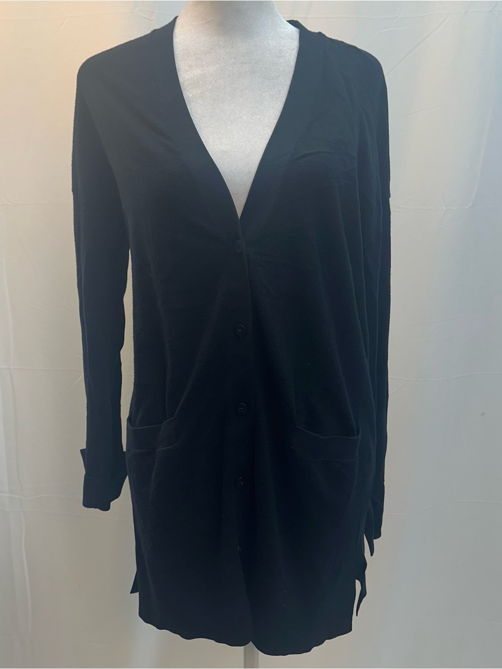 DKNY Black Long Button Cardigan S